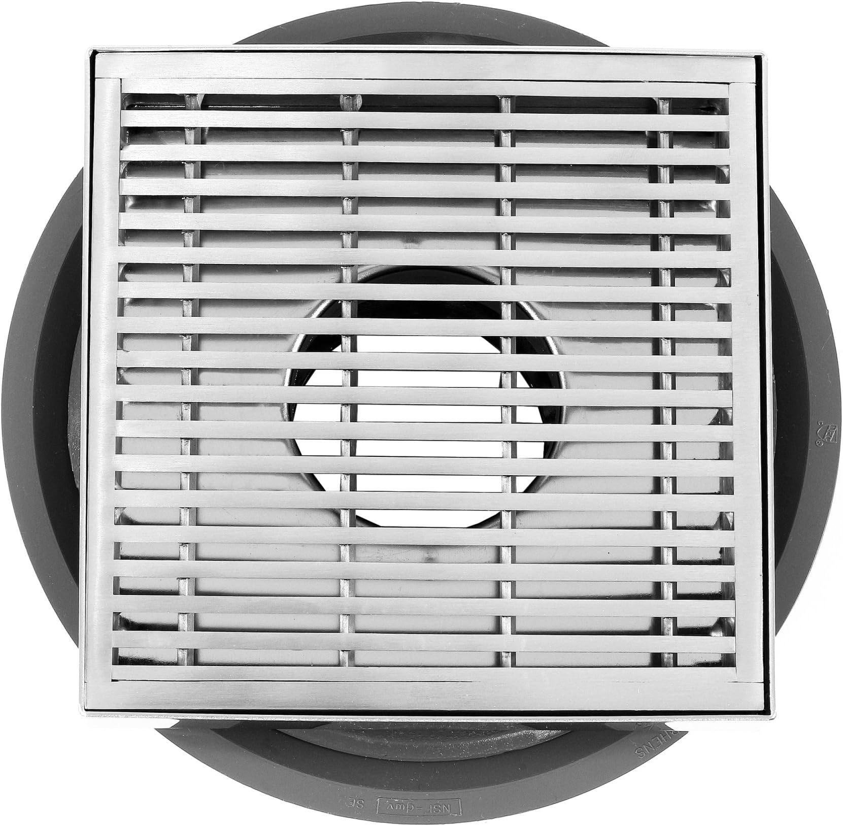 Premium AQVA 5 Inch Square Stainless Wedgewire Drain with Base - Durable Stainless Steel, Effortless Installation, Superior Drainage Performance, Sleek Modern Design - Ideal for Bathroom Showers