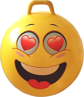 AppleRound Hippity Hoppity Hopball with Ball Pump, 18in/45cm Diameter for Age 3-7, Kangaroo Bouncer, Space Hopper Ball with Handle for Children, Printed Design (Heart)