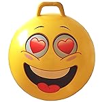 AppleRound Hippity Hoppity Hopball with Ball Pump, 18in/45cm Diameter for Age 3-7, Kangaroo Bouncer, Space Hopper Ball with Handle for Children, Printed Design (Heart)