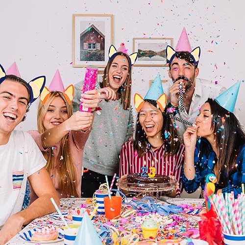 Miniatura 6 de 2 piezas de suministros de fiesta de cumpleaños de perro azul, accesorios para el cabello, diademas para orejas de perro para fiesta, decoración de