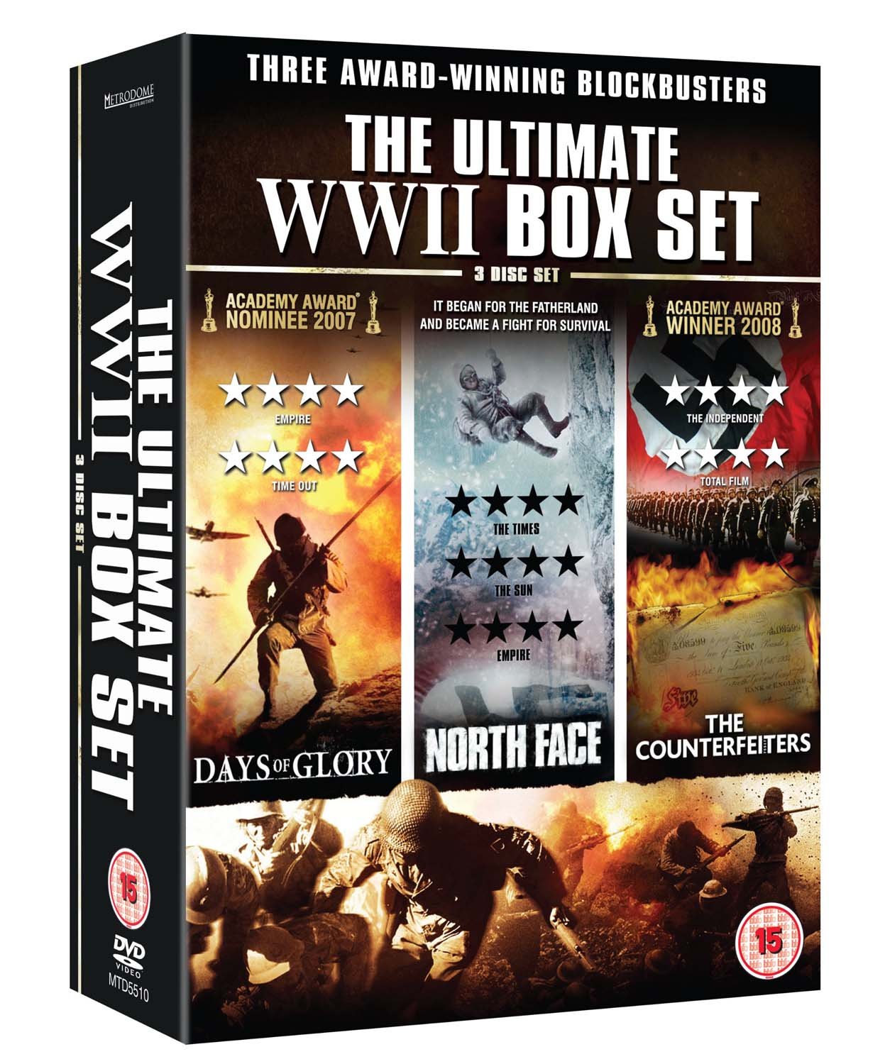 The Ultimate World War II Boxset (The Counterfeiters, Days of Glory, North Face) [DVD] [2009]