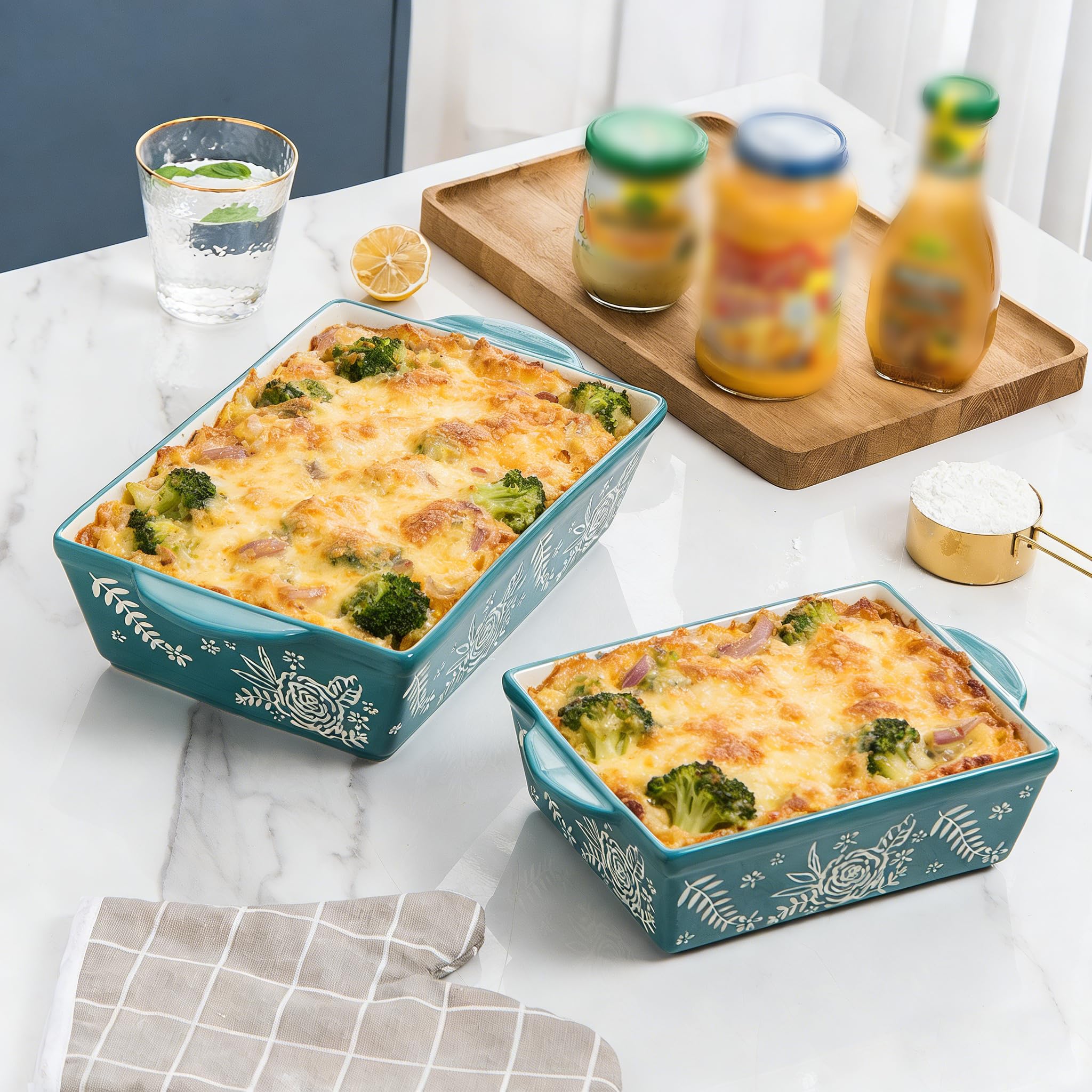Wisenvoy Auflaufformen für Ofen, Auflaufform, Keramik, Auflaufform, Lasagneform, Backformen für Ofen, Backformen-Set