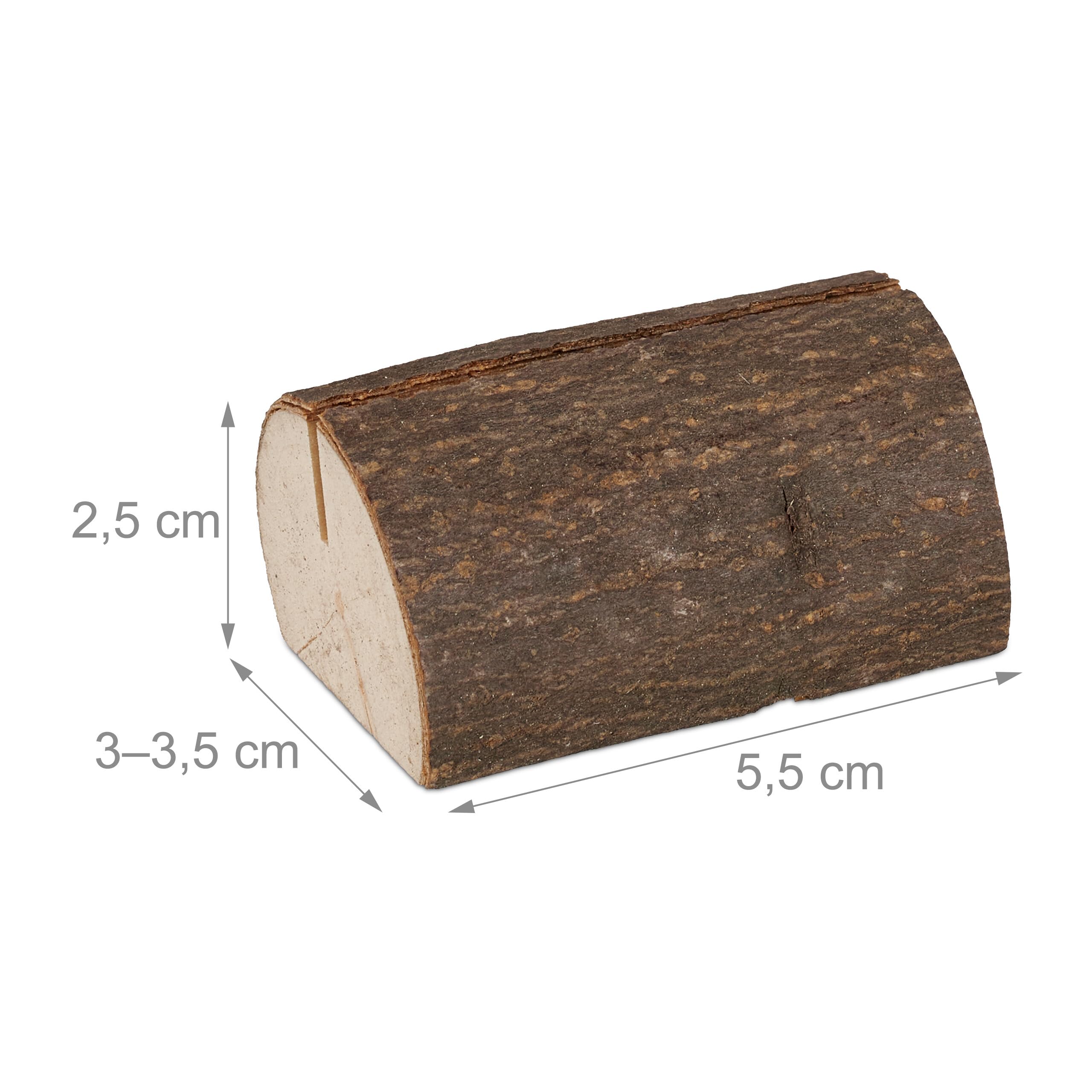 Relaxdays Set De 48 Soportes Para Fotos Y Tarjetas - Madera Natural Con Corteza - Ideales Para Bodas, Menús, Postales - Medidas 2,5x5,5x3-3,5 Cm
