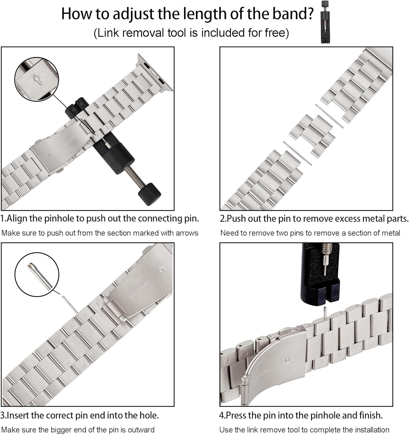 Designed for Apple Watch Band and Case, Stainless Steel Metal Chain with TPU Cover, Smart-Watch Link Bracelet Strap, Wrist-Band for i-Watch Series 9 8 7 6 5 4 3 2 1 SE, 41mm 40mm 38mm, Starlight - Image 9