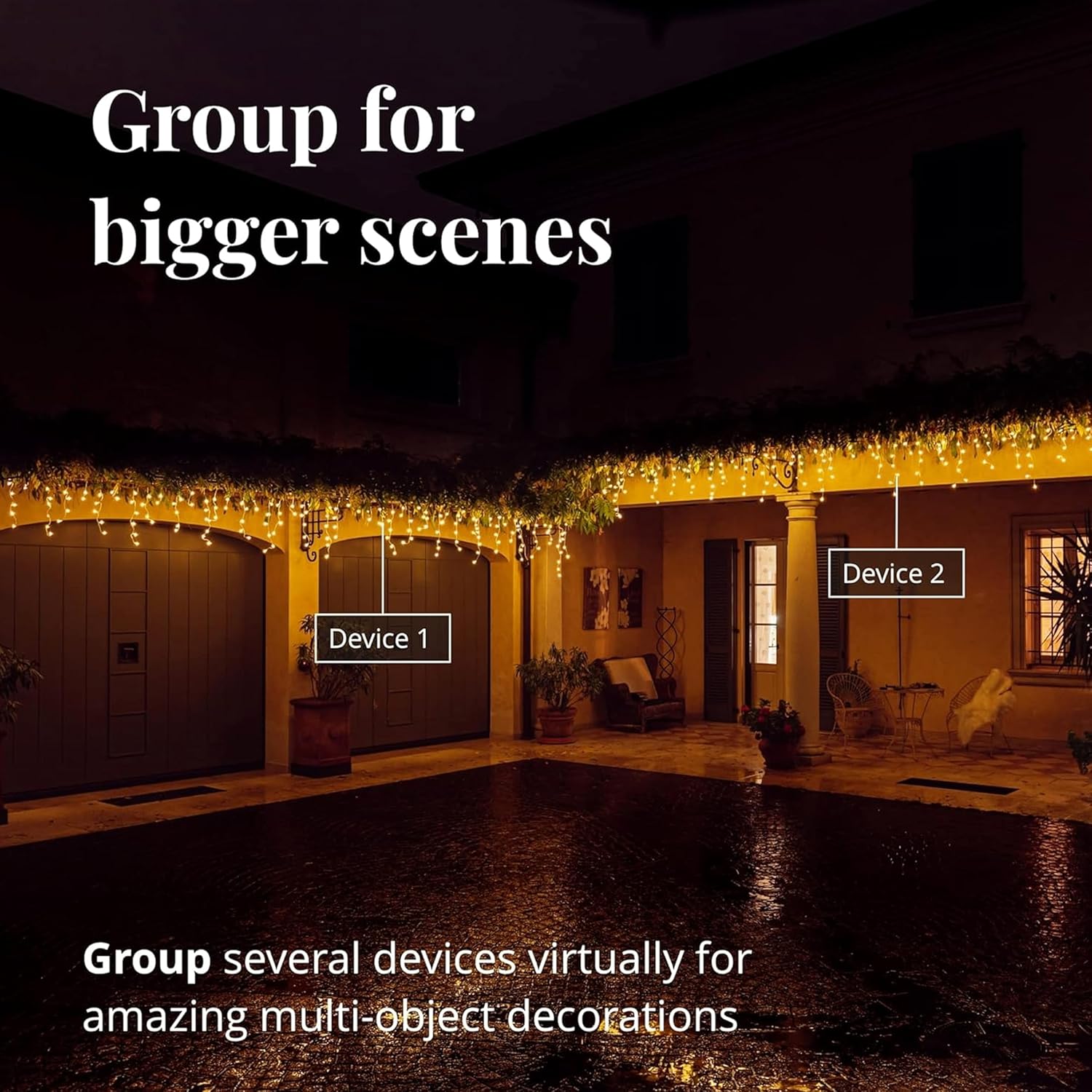 Twinkly Icicle 190 LED White, Outdoor and Indoor LED Cascade Lights, Smart Warm and Cool White LED Lights, Compatible with Alexa, Google Home, IP44, App Mapping, Transparent Wire, 18ft
