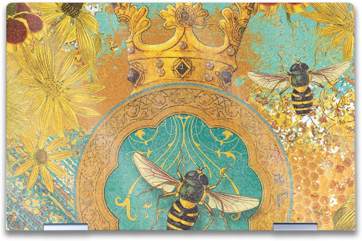 Glossy Glitter Laptop Skin Compatible with HP Envy x360 14” (2023) - Bee Queen - Premium 3M Vinyl Protective Wrap Decal Cover - Easy to Apply | Crafted in The USA by MightySkins