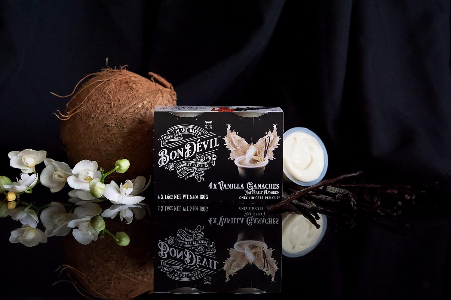 Bon Dévil Vanilla Ganache Dessert, Plant-Based, Non-GMO, Gluten Free, 4-Pack, 6.4 oz