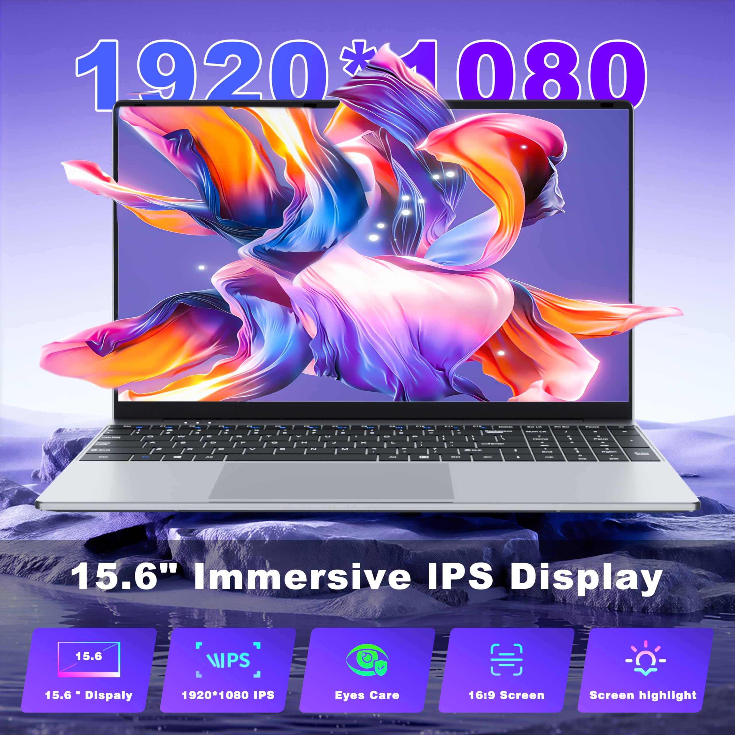 Notebook 15,6 Pollici Core M3 6Y30 Processore 8GB RAM 256GB SSD Portatile PC Win 11 e Office 365 Computer Portatile Sottile con Schermo FHD inclinabile di 180° mini-HDMI USB 3.0 WiFi 5 e Bluetooth 4.2 - 4