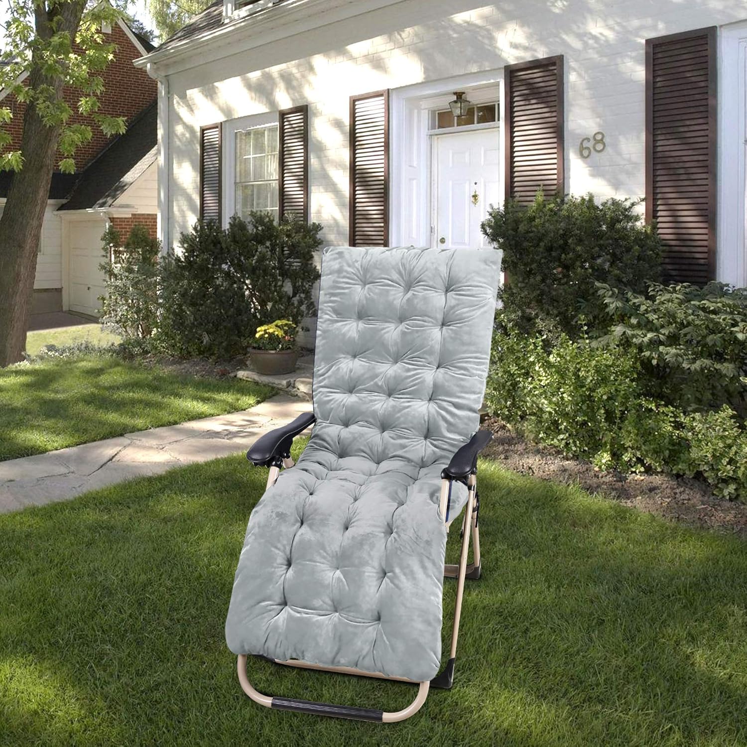 REDCAMP 21" Wider Chaise Lounge Chair Cushion for Patio Furniture, Thicker Soft Comfortable Zero Gravity Chair Pad for Outdoor Indoor Home Office, Grey 65"x21"