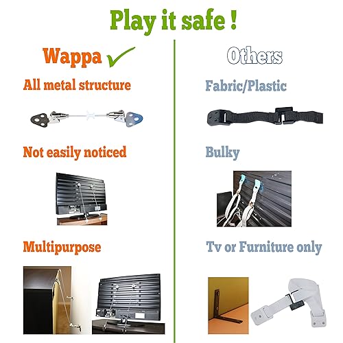 Miniatura 7 de Correas de seguridad de TV de metal paquete de 2 resistentes para muebles y TV correas anti punta  Hardware resistente incluido