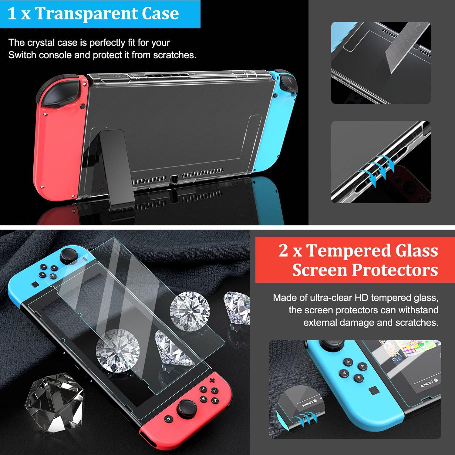 Switch Accessories Bundle, innoAura 20 in 1 Switch Accessories Kit Include Wrist Straps, Switch Carry Case, Joycon Charging Dock, Joycon Grips & Racing Wheels : Video Games