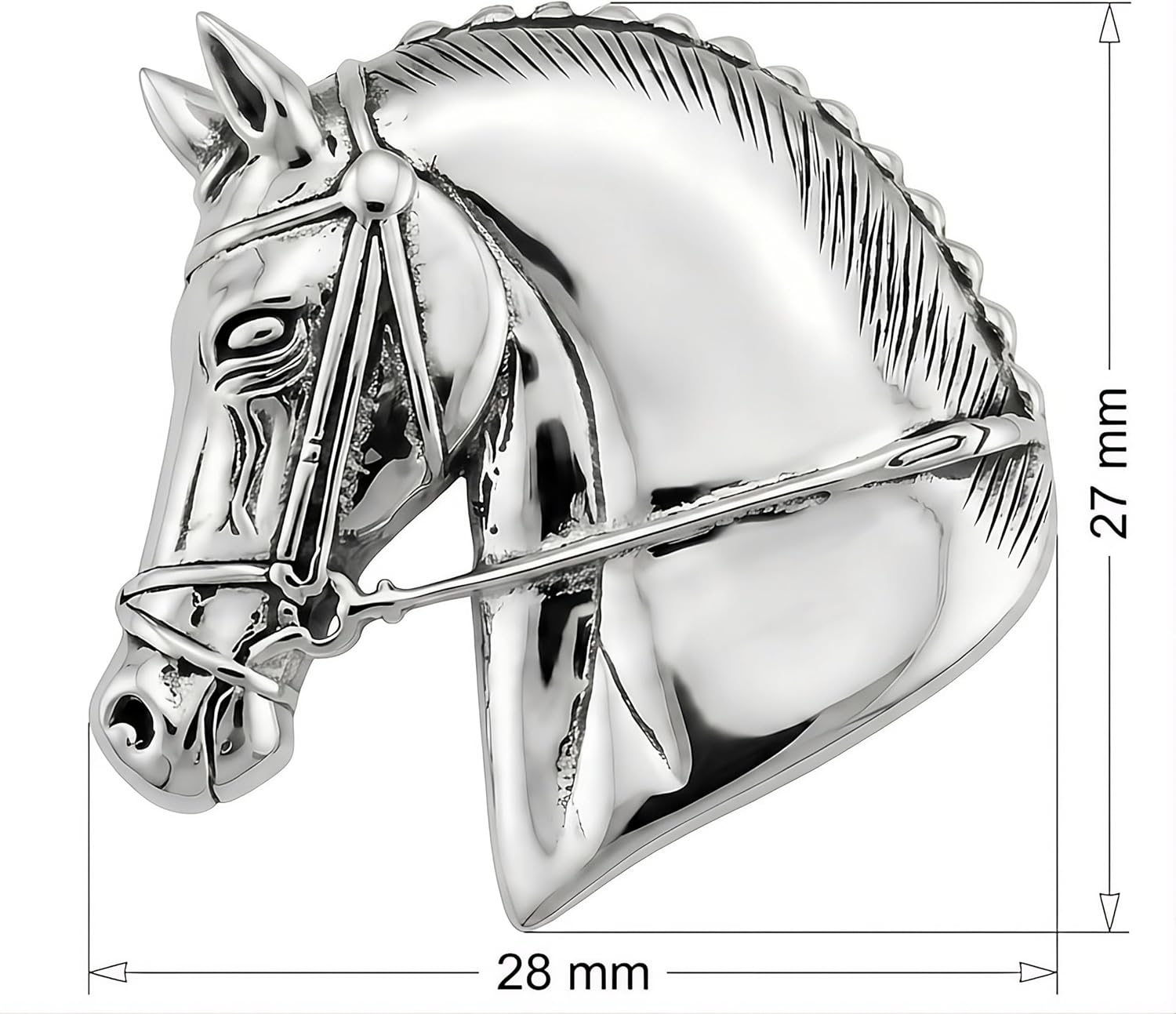 Jewelry Trends Horse Head Equestrian Fine Silver Plated Brass Brooch Lapel Pin