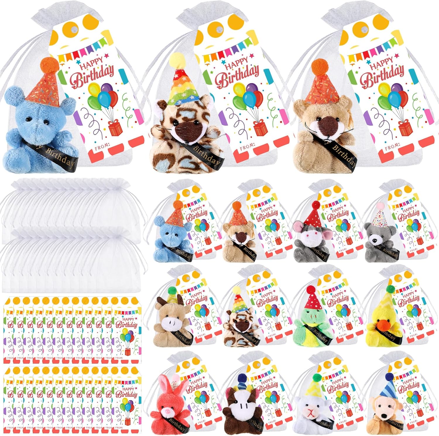 mini stuffed keyring plushies with birthday theme