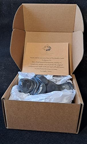 Miniatura 6 de Handmade Manatee Sculpture, Gray Stone-Look Decorative Figurine, Marine Animal Life Art Gift