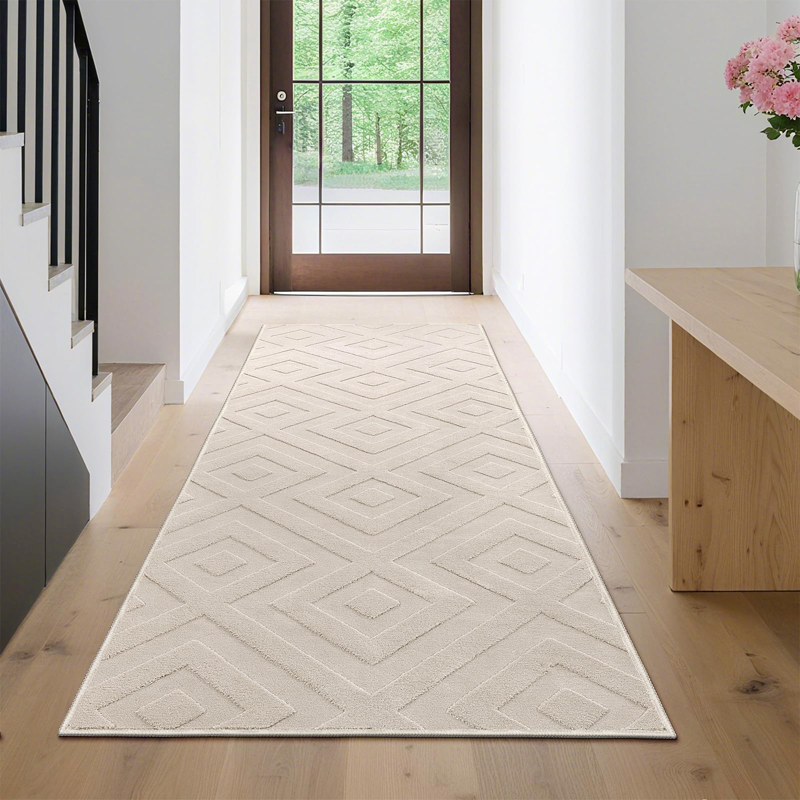 Enyhom Tapis de Couloir Long 80 x 200 cm, Extra Epais Moelleux Tapis de Passage Couloir Lavable en Machine, Antidérapant Absorbant Tapis Cuisine pour Couloir, Passage, Buanderie, Bureau
