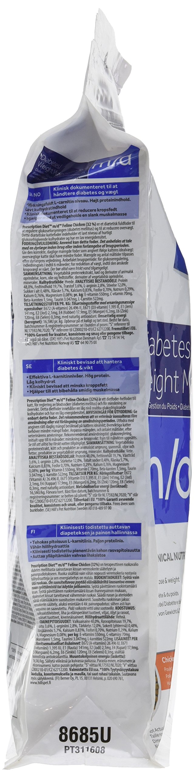 Prescription diet m/d feline mangime secco per problemi di peso e diabete 2 pezzi da 1,5 kg ognuna