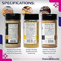 Vista 3 de Kinders Premium BBQ BBQ Rub & Seasoning Paquete de 3 unidades (16.7 onzas) Kinder's Prime Steak con ajo negro y trufa, Steakhouse con mantequilla