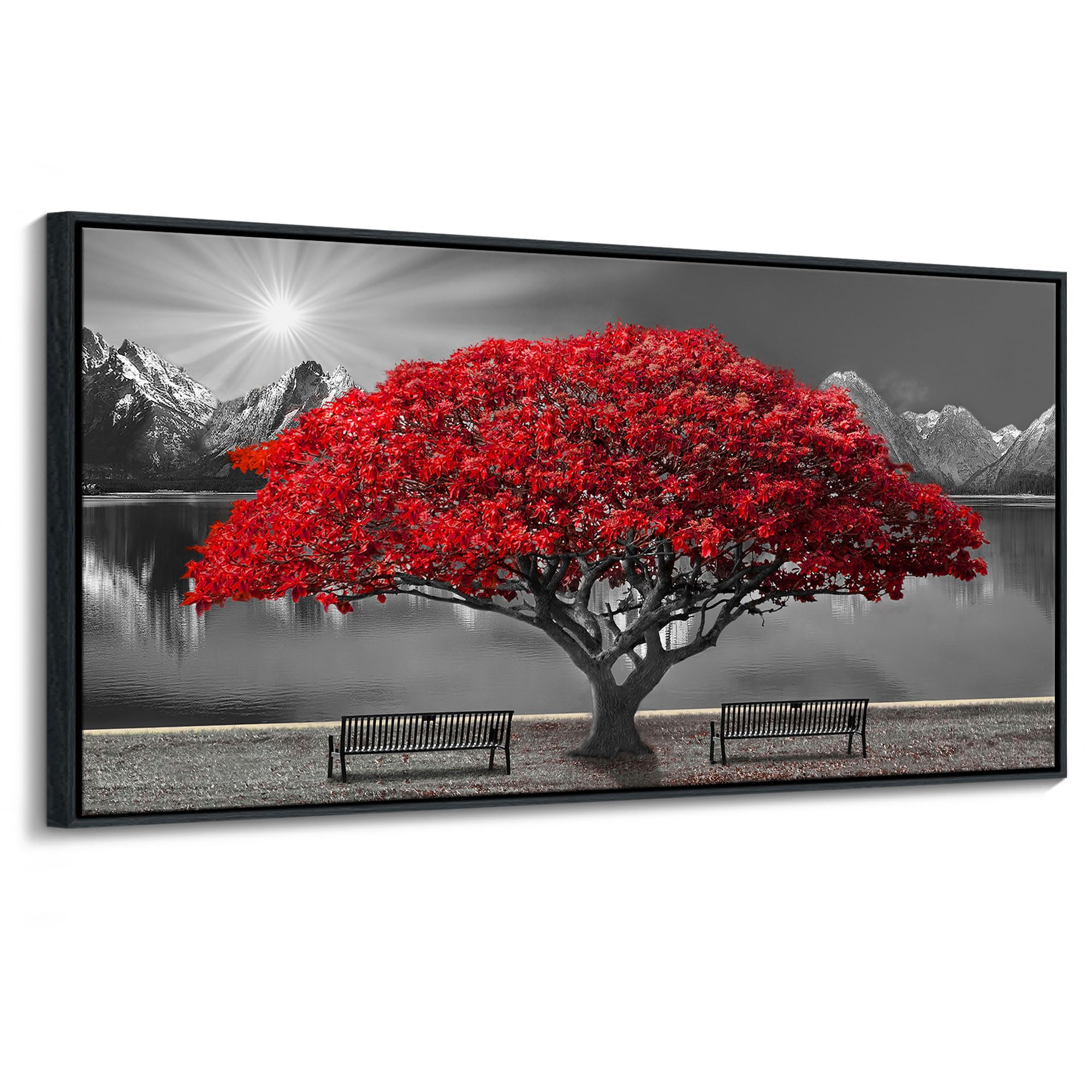 34x44 Framed Small - North Bend Trees By Aaron Reed - Red main image 0
