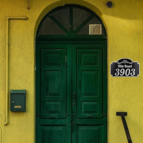 Vista 51 de Placa de dirección de metal personalizada, letreros de números para placa de pared de casa, letrero de dirección de nombre de calle, números de casa