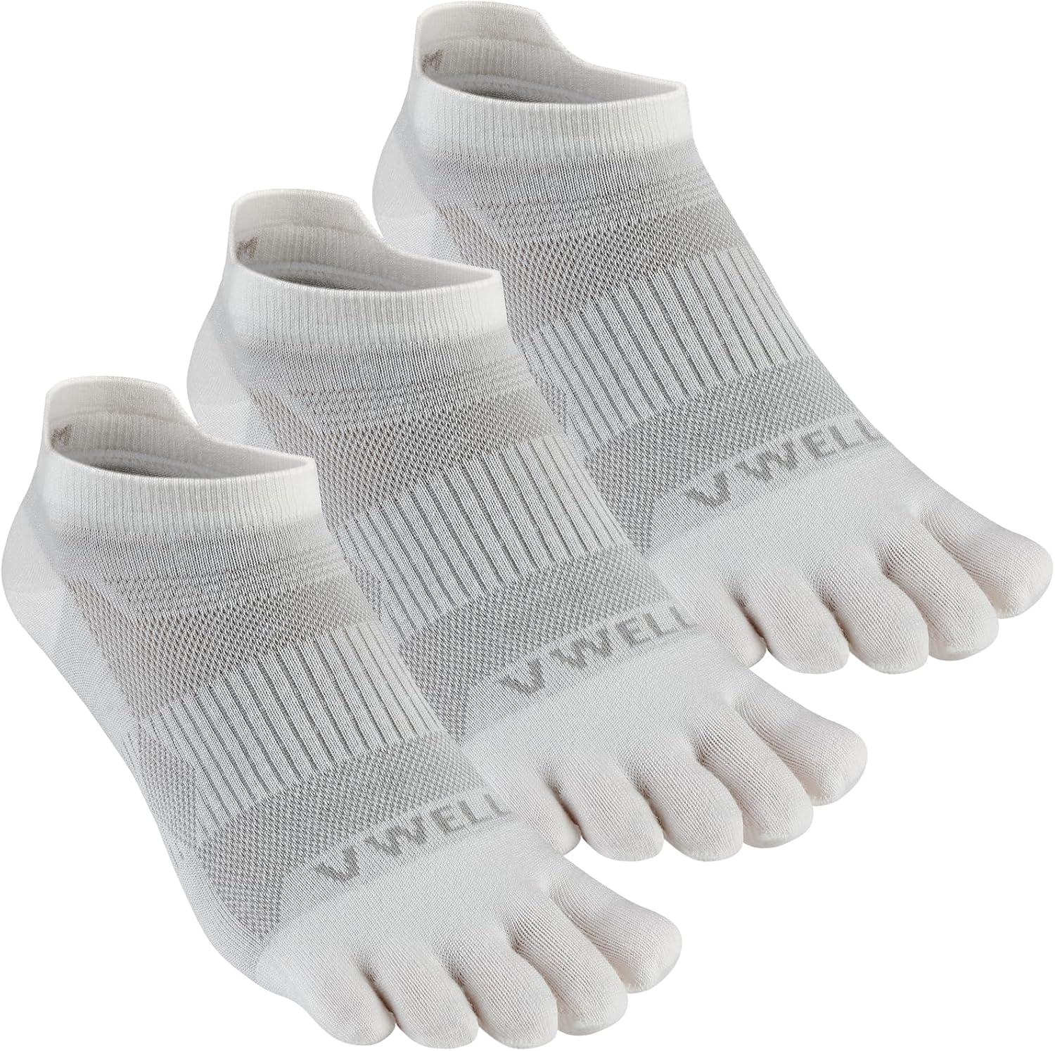VWELL Merino Wool Toe Socks for Men Women Ankle Five Finger socks Athletic Running Moisture Wicking (3Pairs)