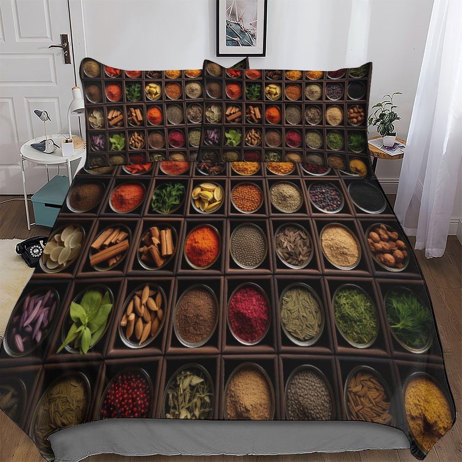 Housse de couette fermeture éclair épices colorées 220x240cm pour stopper le glissement des draps