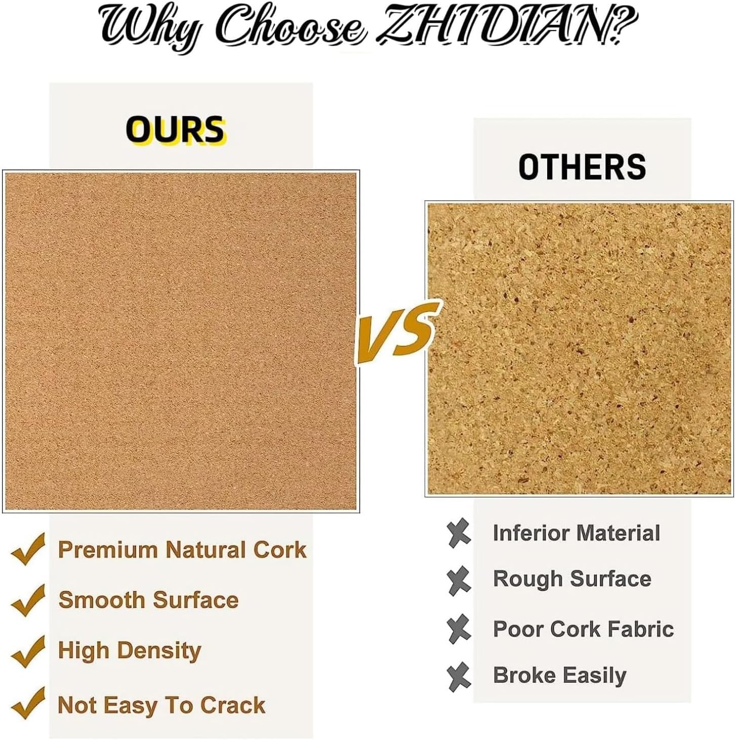 Cork Board Roll 48" x 36", 1/4" Thick Non-Adhesive Decorative Large Corkboard Bulletin Board Sheet for Walls/Office, ZHIDIAN 4' x 3' Premium Frameless Natural Cork Board for DIY Projects