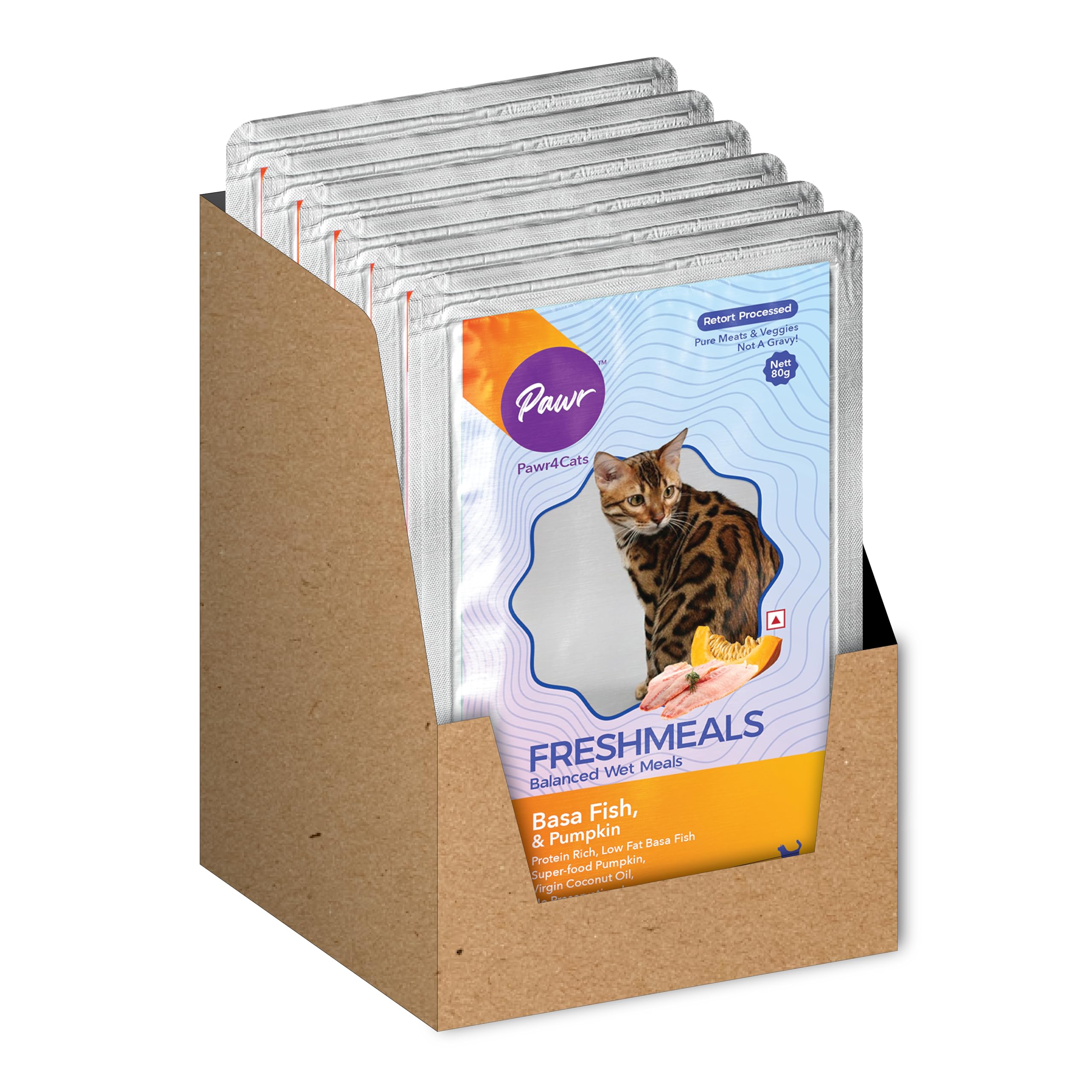 Pawr4Cats Freshmeals | Wet Cat Food | Fish & Pumpkin Recipe | 80gms Pouches X Pack of 6 | Carnivore Recipe for Cats | All Natural and Preservative Free (B0D25NHSHC) Amazon Price History, Amazon Price Tracker