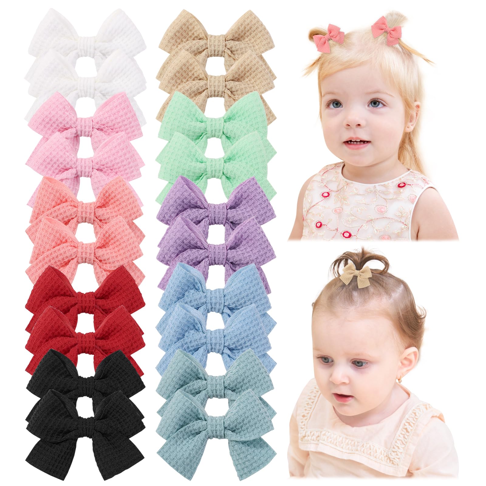 Jollybows 20 Stück Baby Mädchen Haarschleifen, 2 Zoll / 5 cm Haarspangen Haarklammern Haarclips Spangen Baby Haarschmuck für Mädchen Kinder Teenager Damen (Helle Farbe)