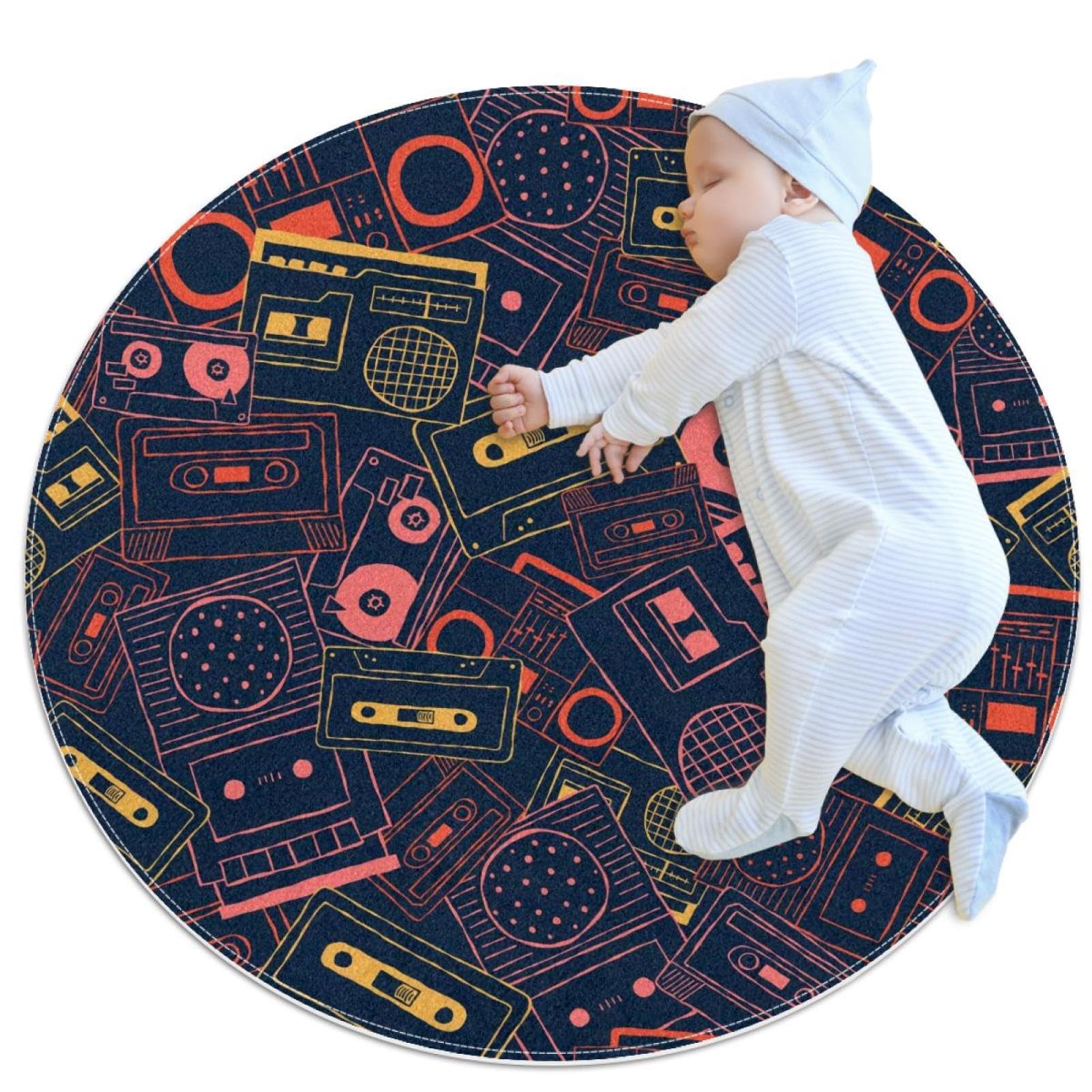 Tapis de salle de bain antidérapant rond résistant pour chambre d'enfant
