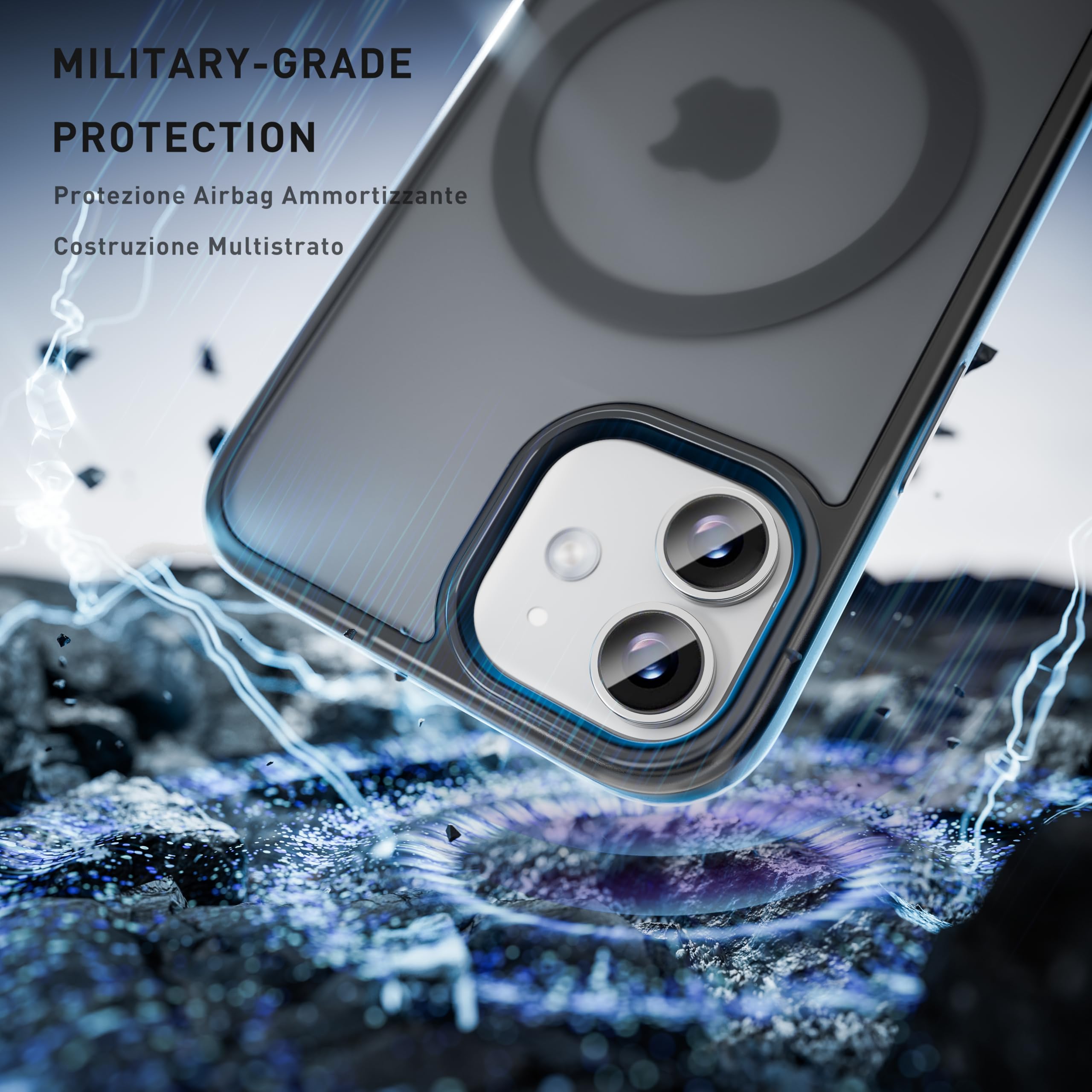 tigratigro Cover Magnetica per iPhone 11 6.1 Pollici, Compatibile con MagSafe, Custodia Traslucida Opaca Posteriore Sottile Antiurto Protettiva Case, Protezione Antiurto di Grado Militare, Nero