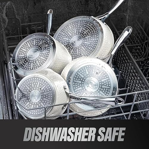 Miniatura 5 de Gotham Steel Hammered - Juego de utensilios de cocina de cerámica antiadherentes, ollas y sartenes antiadherentes con utensilios de cocina de