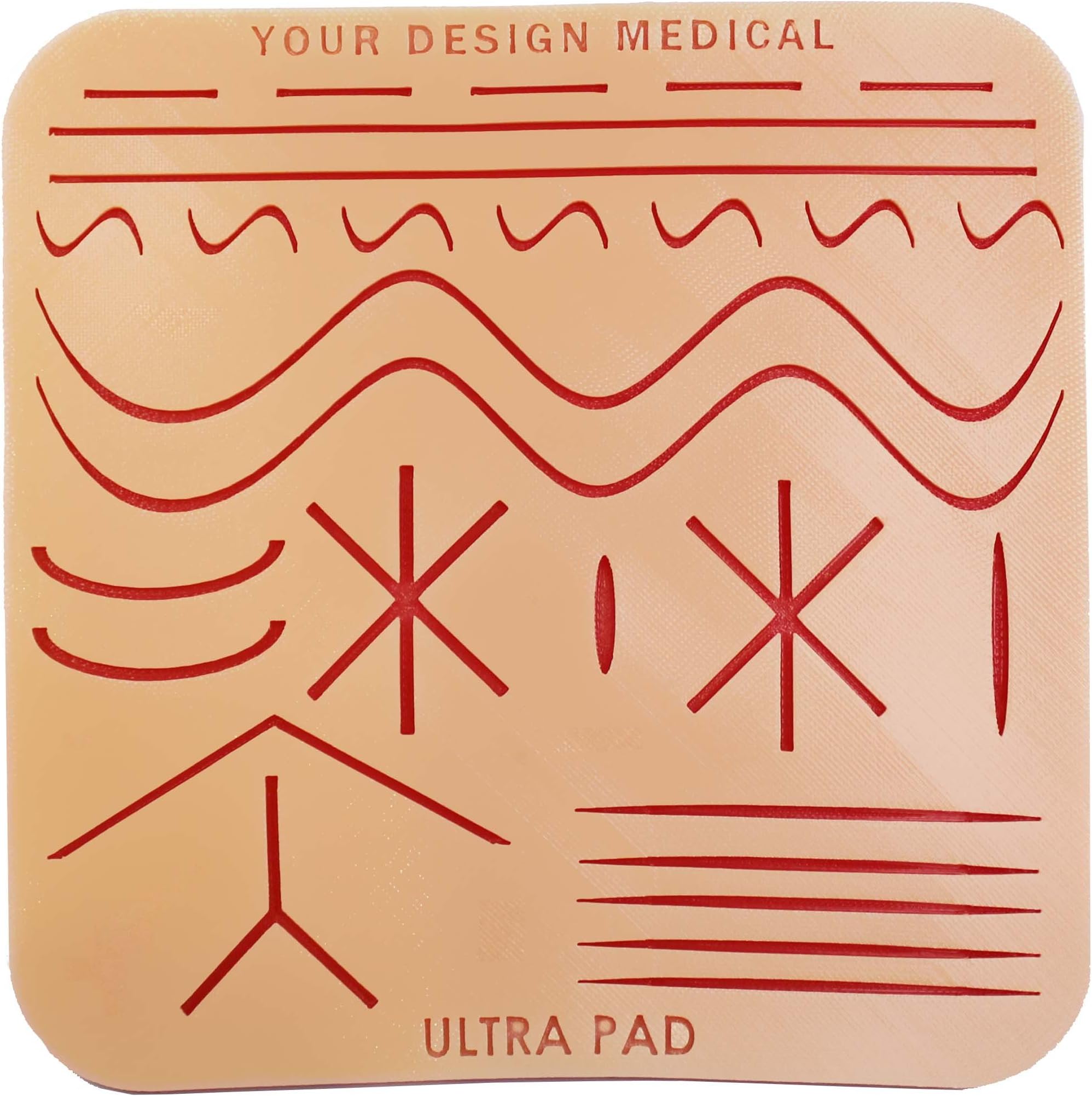 Extra Large UltraPad 3-Layer Suture Pad (8x8) w/ 28 Precut Wounds - Handmade in The USA with Silicone Rubber