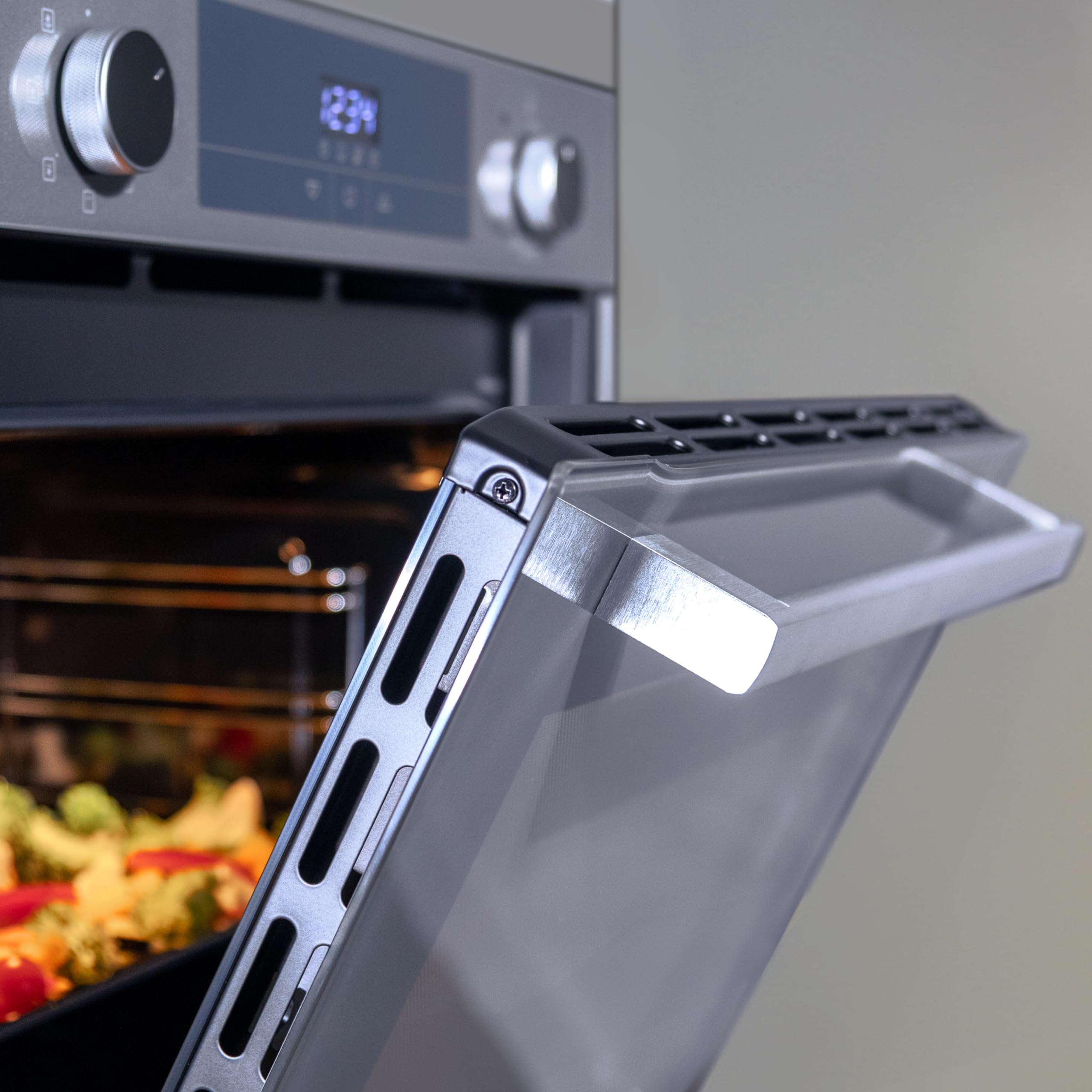 Cecotec Bolero Hexa M226000 Multifunktionsofen, integrierbar, 60 cm, Glass Grey A. 2800 W, 72 l, 7 Funktionen, Grillmodus, Fan Assisted Grill, Konvektionsmodus, Defrost, Steam Base X2, Steam EasyClean