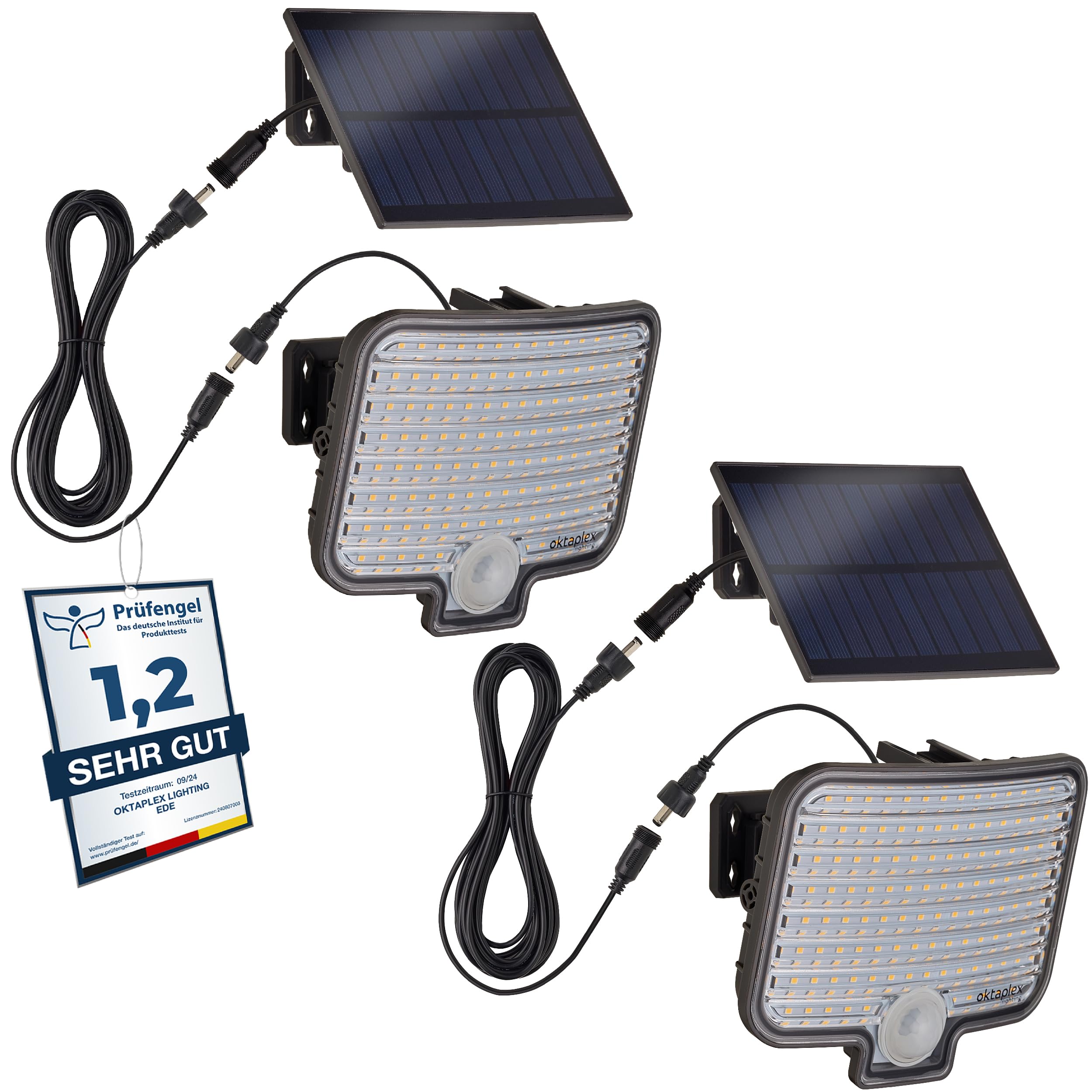 Oktaplex 2er Set Ede LED Solar Außenstrahler mit Bewegungsmelder Anthrazit | IP44 warmweiß 3000K Solar Wandleuchte Außen