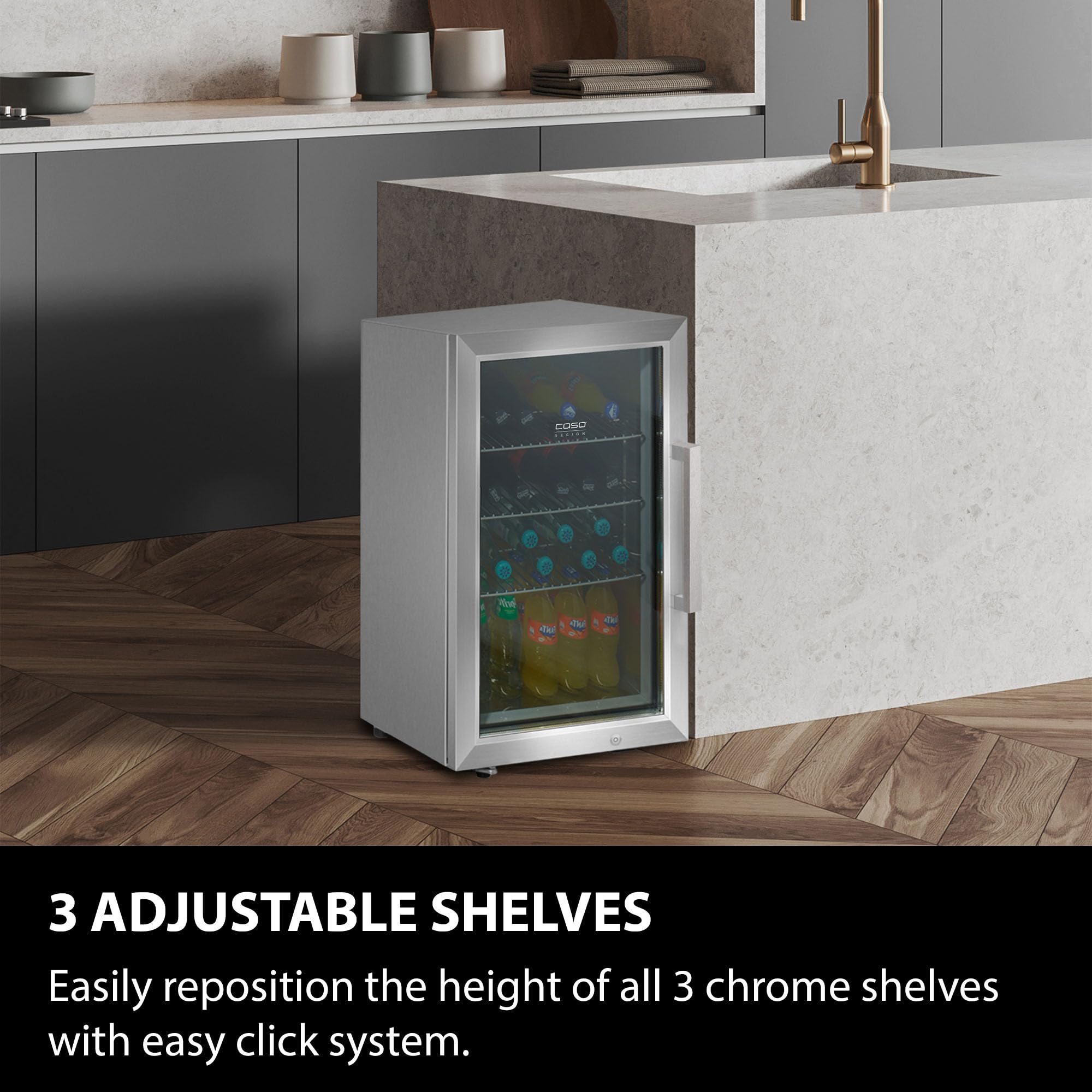 Caso Design Indoor & Outdoor Drinks Cooler Refridgerator, Stainless Steel, Left-Hand Door — view 6