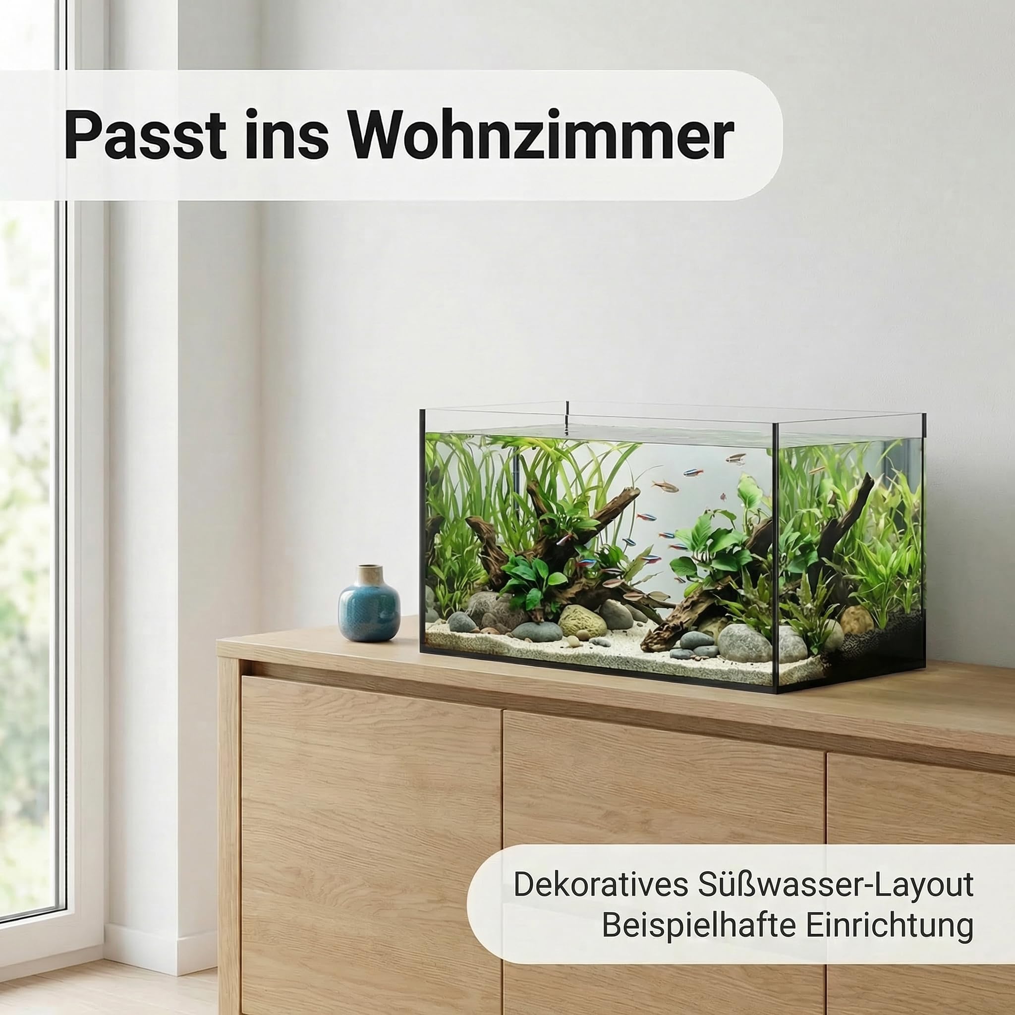 Pondlife Aquarium 60x30x30 cm Glasbecken 4 mm Floatglas geschliffene polierte Kanten Schwarze Silikonverklebung Süß- Meerwasser Terrarium