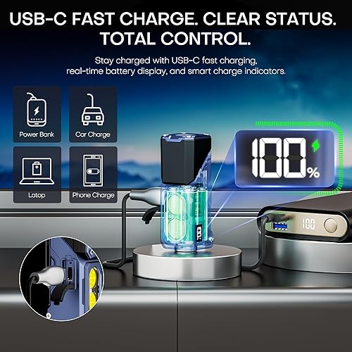 Miniatura 6 de Linterna LED recargable, lámpara de cabeza 3 en 1 y luz de bicicleta con sensor de movimiento, luz roja y pantalla de potencia digital para adultos,