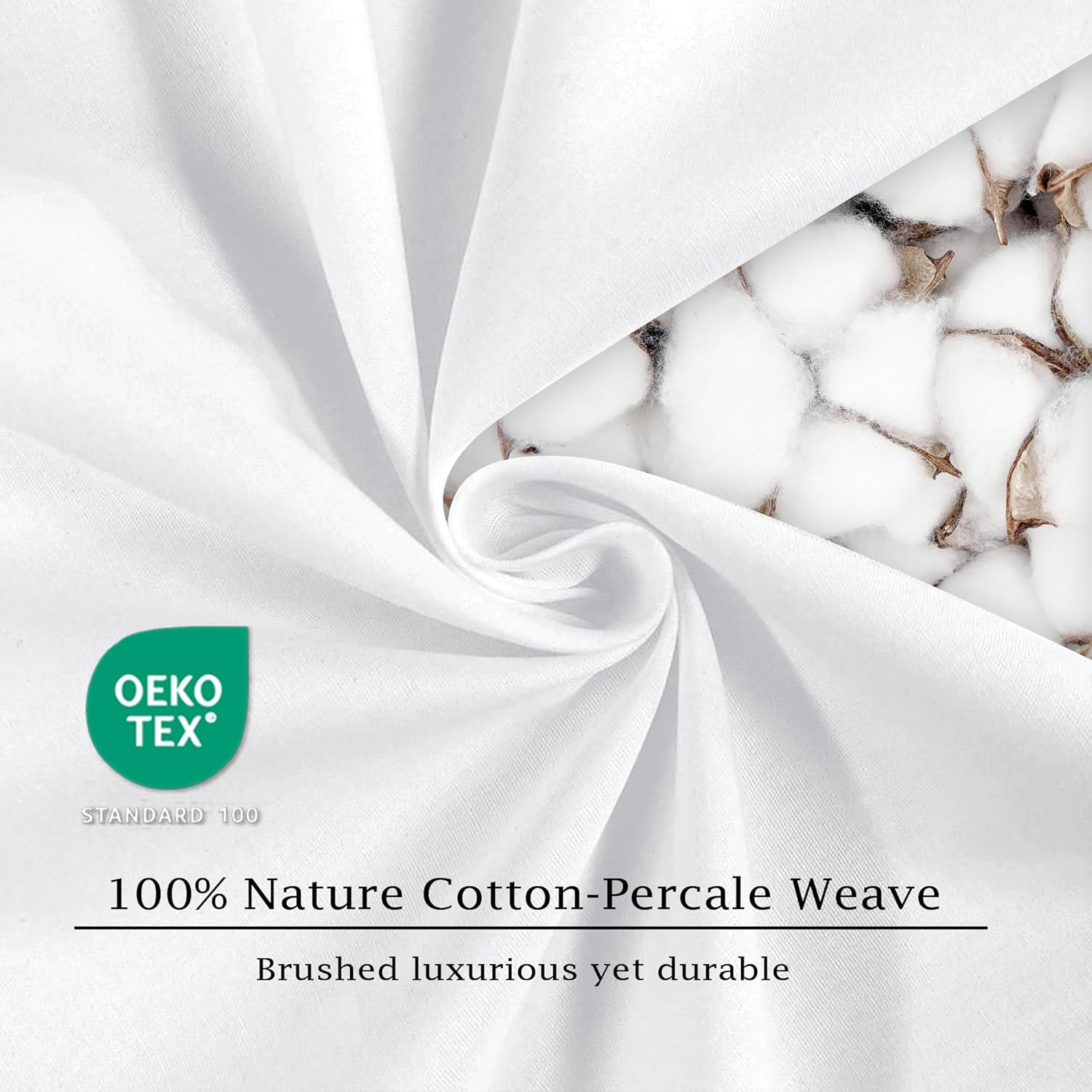 FreshCulture Pure Cotton Fitted Sheets Full Size, 300 Thread Count Percale Sheets for Full Size Bed, Soft & Breathable Cotton Sheets, Luxury Full Size Fitted Sheets Only (White)