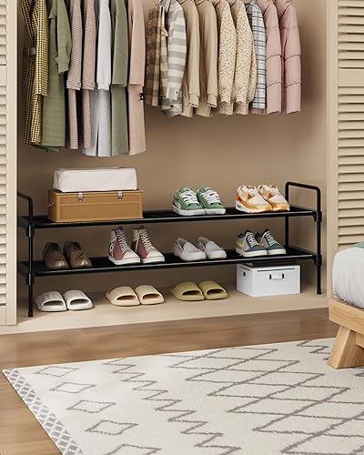 Miniatura 7 de Kitsure Zapatero  Organizador de zapatos largo de 2 niveles con asas y pies antideslizantes, zapatero de metal resistente al óxido para armario,