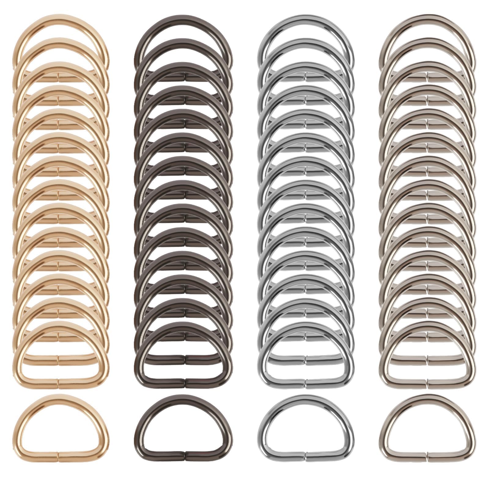 Aifrymne Mini 60 Pcs Colorful Metal D Rings - Multi-Purpose Small D Ring Buckles for DIY Sewing, Bag Straps, Pet Collars, and Craft Projects, Durable Iron Clasps in Assorted Colors