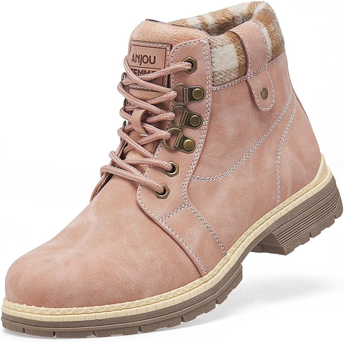 Casual Winter Hiking Boots For Women - Womens Outdoor Snow Ankle Boots Waterproof Lightweight Lace up Fur Lined Walking Hiking Shoes