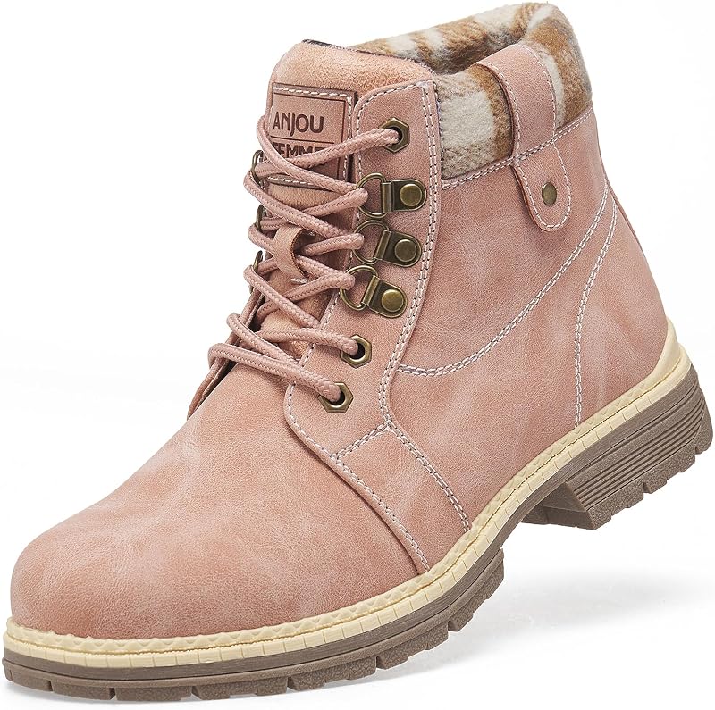 Casual Winter Hiking Boots For Women - Womens Outdoor Snow Ankle Boots Waterproof Lightweight Lace up Fur Lined Walking Hiking Shoes