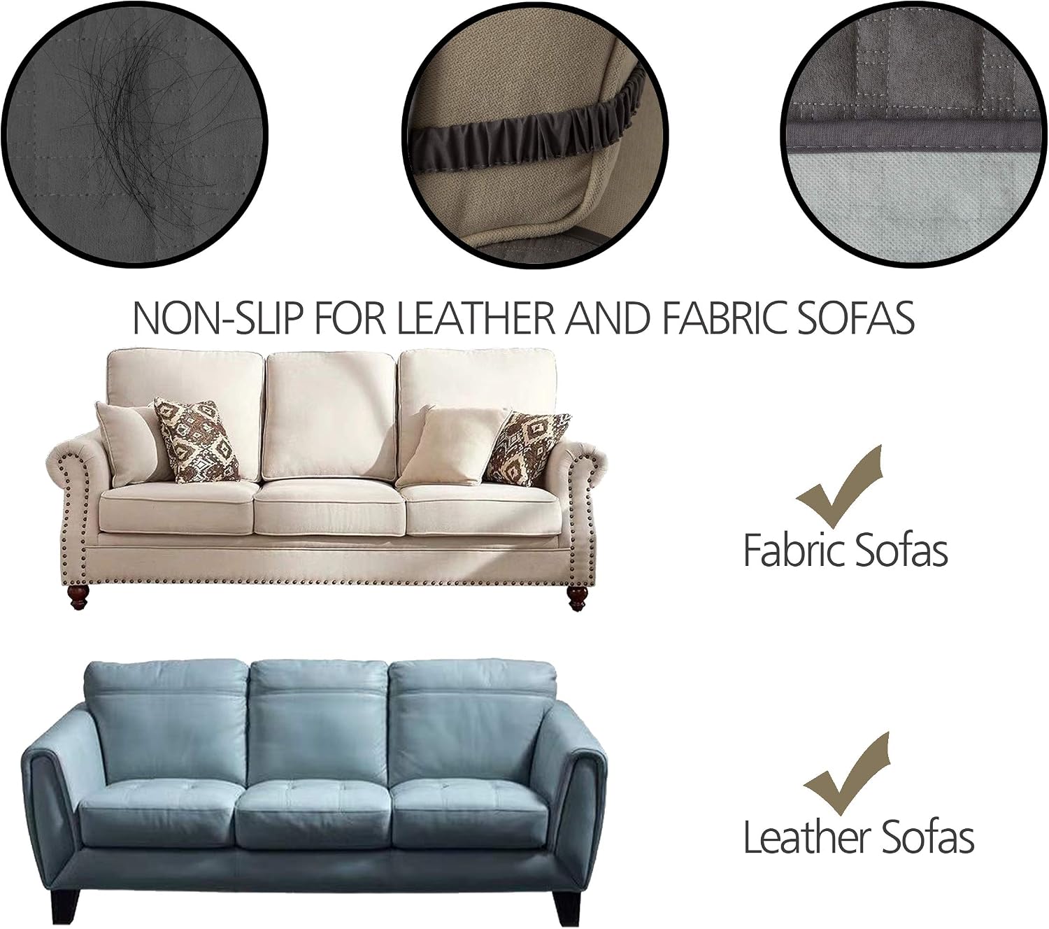 Ameritex Sofa Cover Slip Resistant Sofa Slipcover Protector, Suede-Like, Slip Reducing Backing, Furniture Cover Perfect Couch Cover for Children, Dogs, Pets (Gray, XL Sofa)