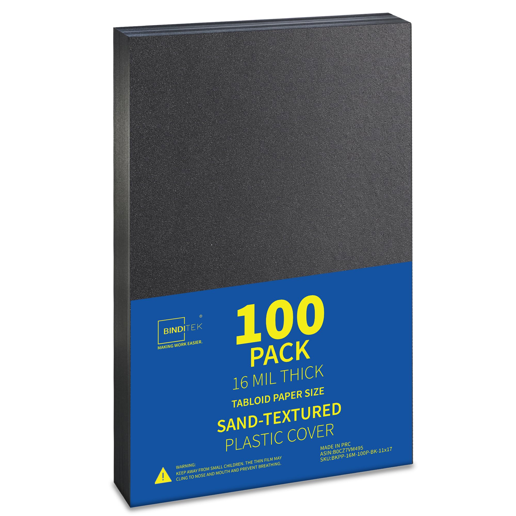 Binditek 16 Mil Sand-Textured Binding Covers, 11 x 17 Inches, Navy, 100Pack