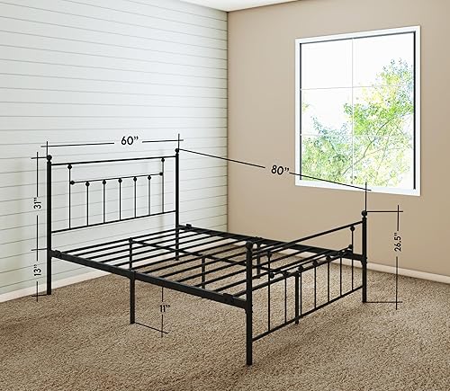 Miniatura 2 de Golden Gate Beds - Base de cama de metal de estilo victoriano con cabecera y estribo de hierro forjado antiguo, base de colchón clásica de acero, no