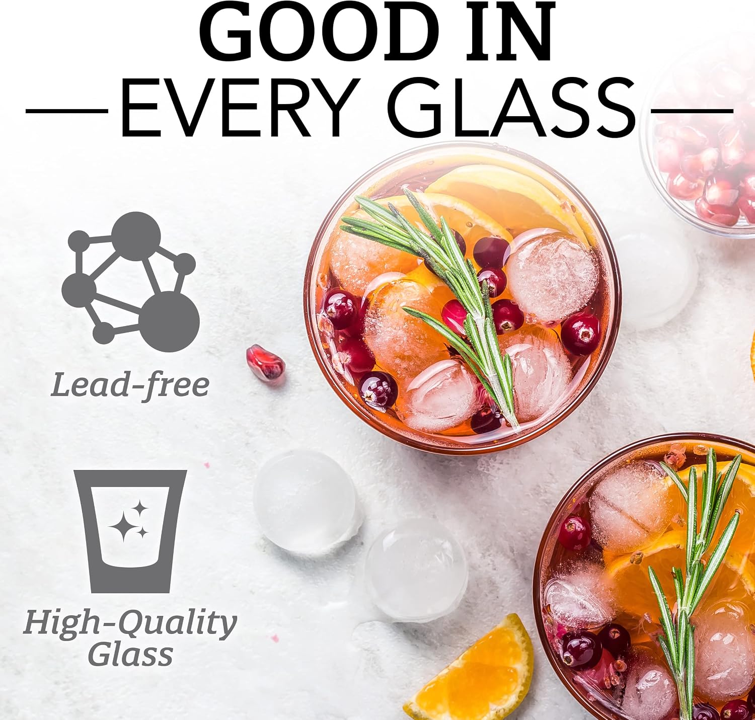 Bormioli Rocco 6-Pack YPSILON Cocktail Glasses set - 8.5 Ounce, Bar Glass, Stemless Martini Glasses for All Alcoholic Beverages like Margarita, Manhattans, Bourbon, Vodka, Gin, Lead-Free Whiskey Glass