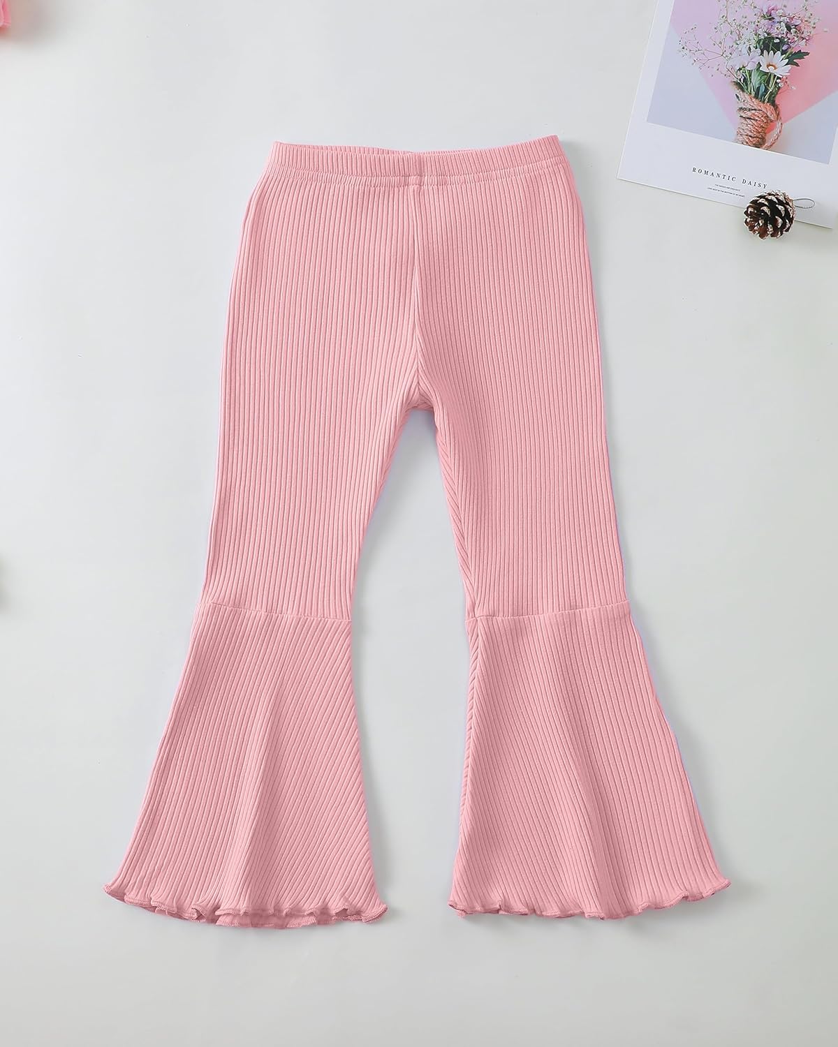 Renotemy Toddler Baby Girl Clothes Fall Winter Outfits, Ruffle Sleeve Crew Neck Sweatshirts Flare Pants Set 12Months-4 Year - Image 6