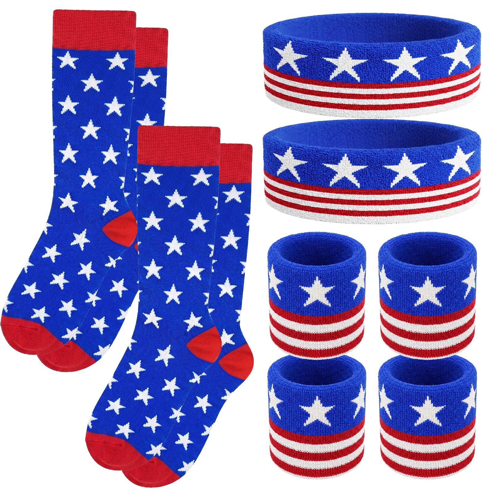 10 Pieces Striped Headbands Sweatbands and Socks Set