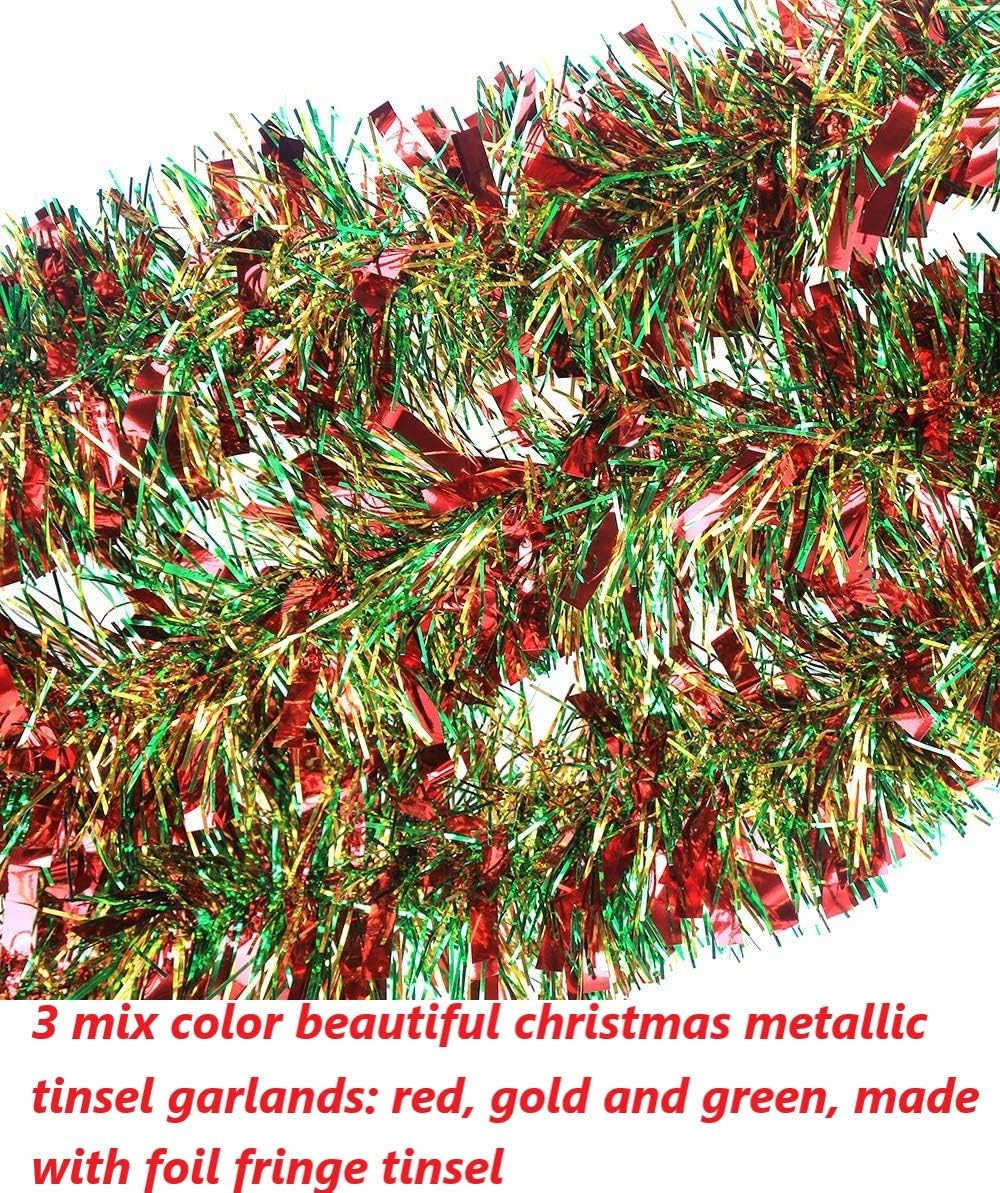 KAHEIGN 10M Christmas Tinsel Garland, Mixed Color Metallic Tinsel Chunky Glittering Tinsels for Christmas Tree Decoration - Image 3