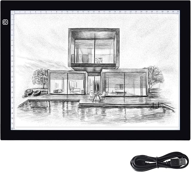 bemece A4 LED Light Pad , Tracing Board with 3 Brightness Adjustable for 5D Diamond Painting Kits, Artists, Animation Drawing, Sketching, X-ray Viewing